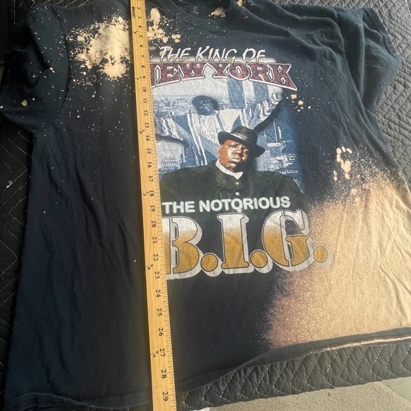 Horizon Notorious B.I.G Shirt Adult XXL 2X Black Bleach Dye King of New York - Picture 7 of 8